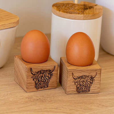 2 Highland Cow Egg Cups by Scottish Made Use