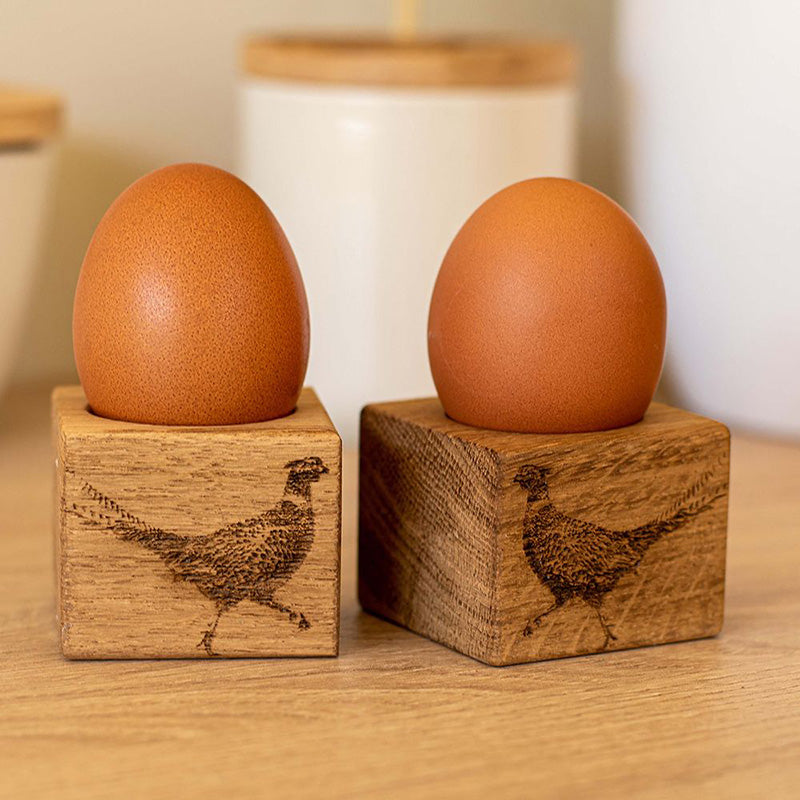 2 Oak Egg Cups - Pheasant by Scottish Made Use