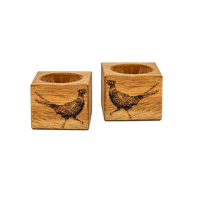 2 Oak Egg Cups - Pheasant by Scottish Made