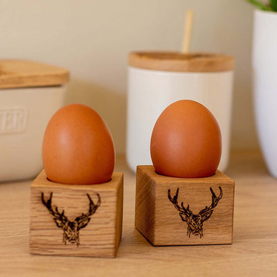 2 Oak Egg Cups - Stag by Scottish Made Use