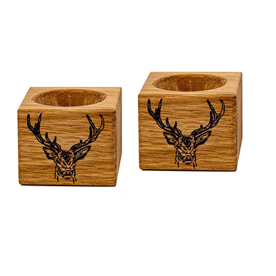 2 Oak Egg Cups - Stag by Scottish Made