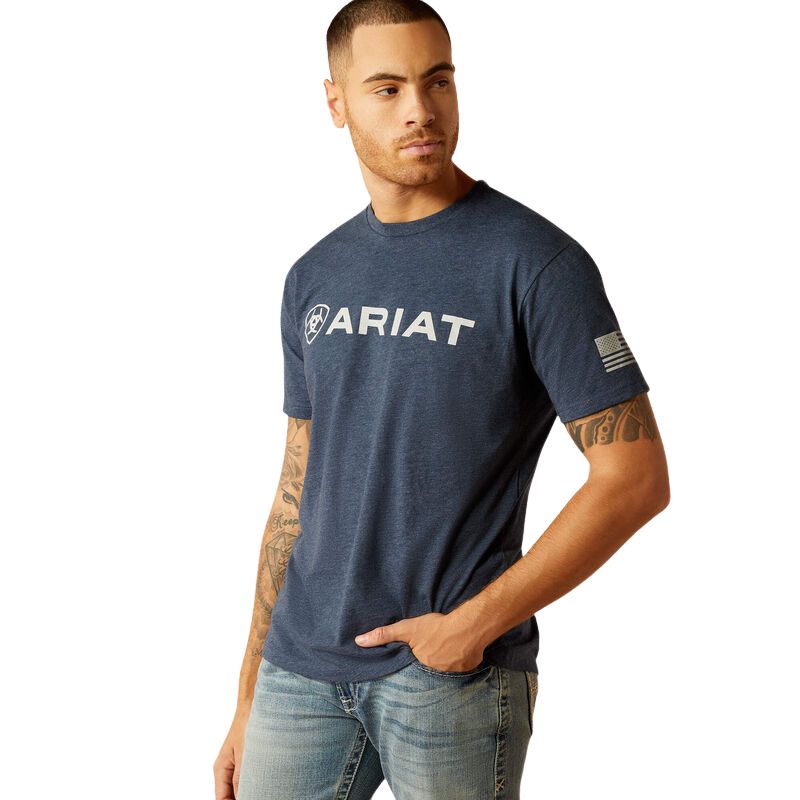 Ariat Men's Shield Flag T-Shirt In Navy Heather