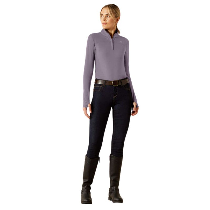 Ariat Lowell 3.0 1/4 Zip Baselayer In Purple Ash - Lifestyle