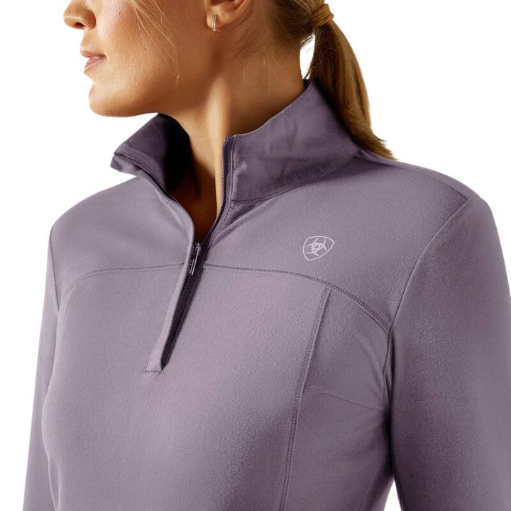 Ariat Lowell 3.0 1/4 Zip Baselayer In Purple Ash - Logo