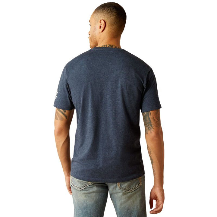 Ariat Men's Shield Flag T-Shirt In Navy Heather - Back