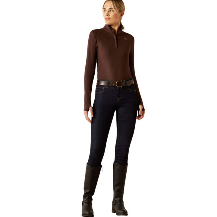 Ariat Women's Lowell 3.0 1/4 Zip Baselayer In Java - Lifestyle