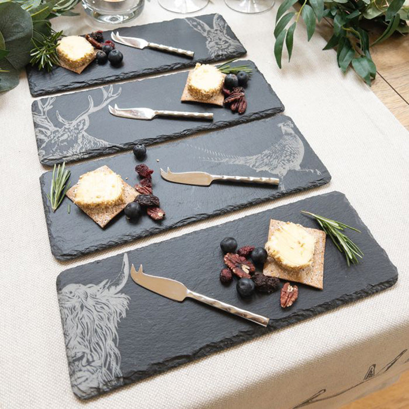 Country Animals Mini Slate Cheese Board & Knife Set Setting