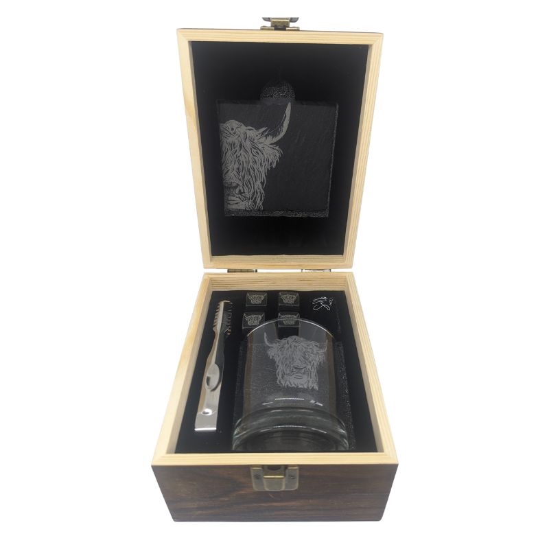 Boxed Highland Cow Drink Set