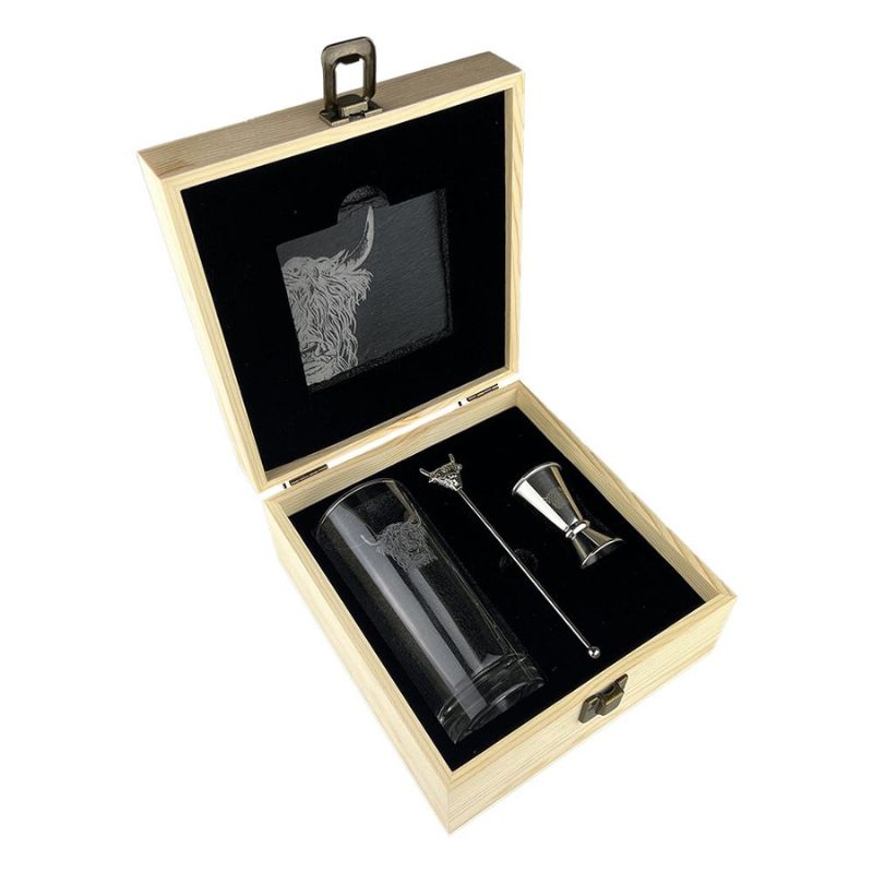 Highland Cow Highball Drinks Set