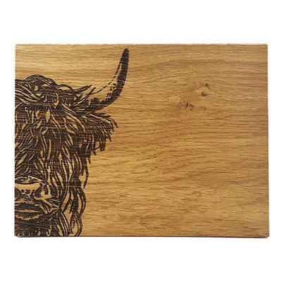 Highland Cow Oak Bar Board by Selbrae House