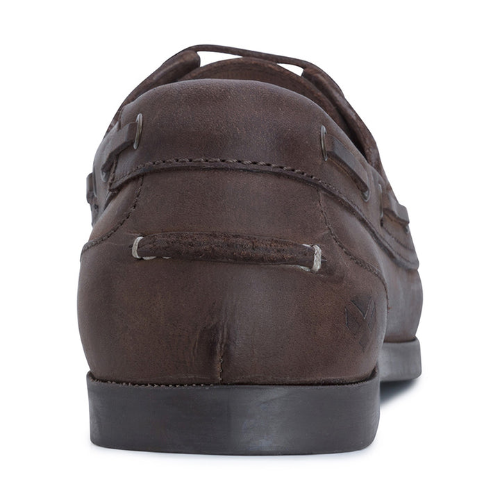 Hoggs of Fife Mull Deck Shoe in Waxy Brown Close Up