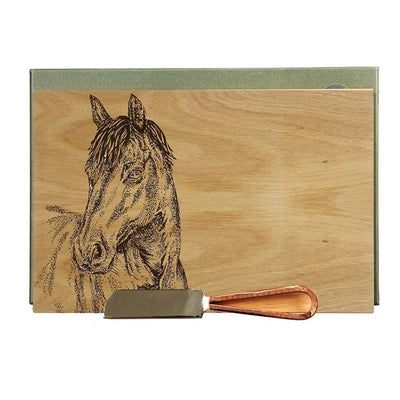 Horse Portrait Oak Cheese Board & Knife Set