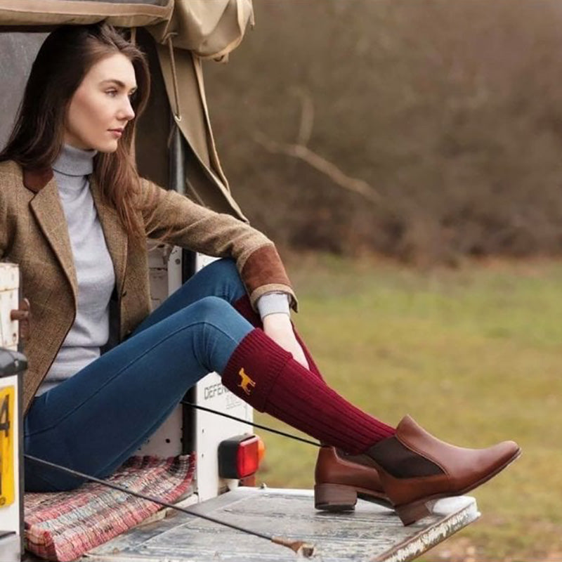 House of Cheviot Buckminster Ladies Shooting Socks in Burgundy Use