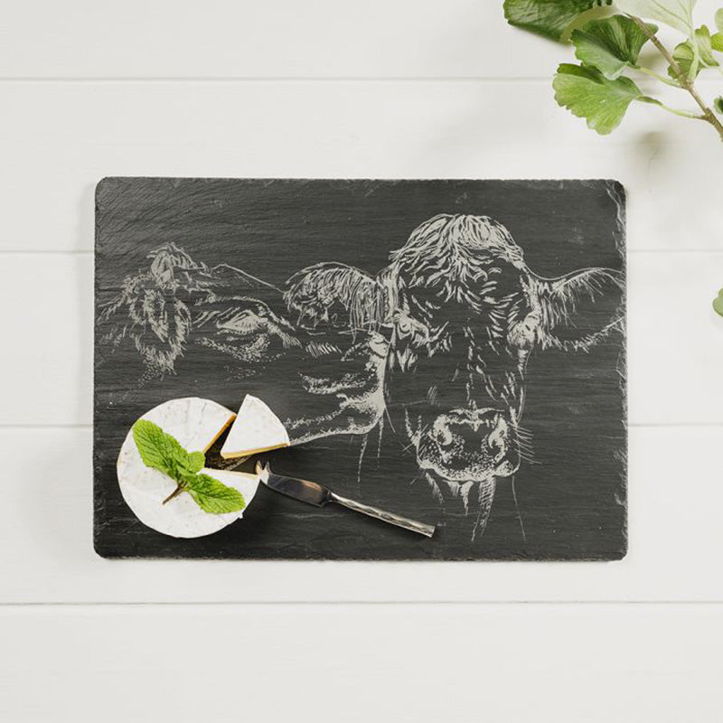 Kissing Cows Slate Cheese Board by The Just Slate Company Setting