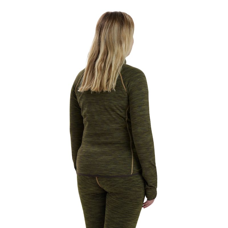 Lady Insulated Fleece Green Melange Model Back