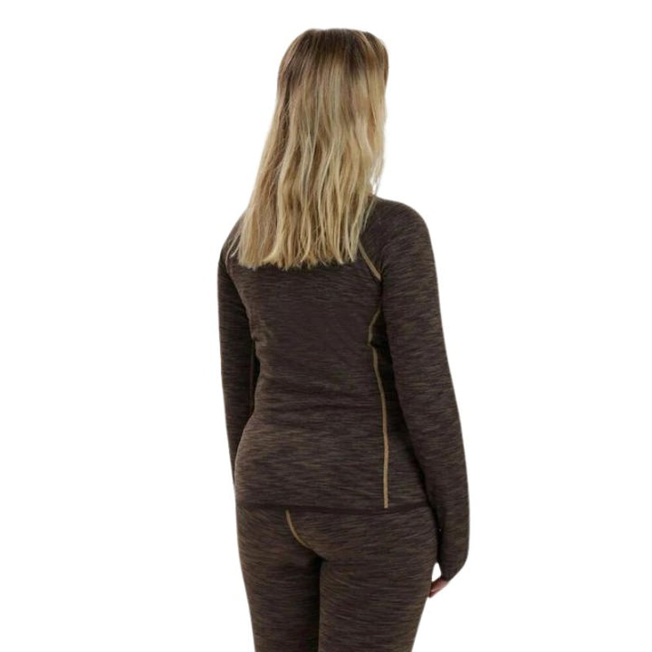 Lady Insulated Fleece In Brown Melange Model Back
