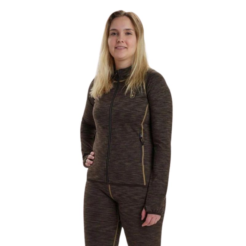 Lady Insulated Fleece In Brown Melange Model Front