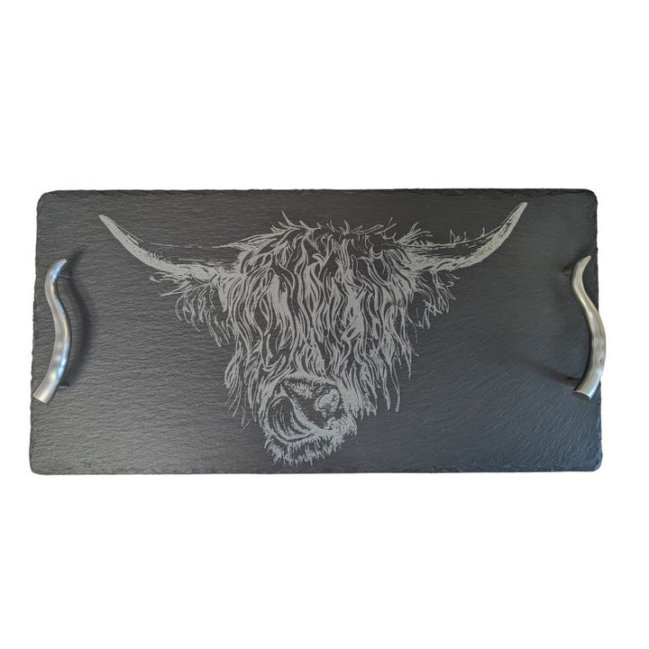 Large Highland Cow Slate Serving Tray