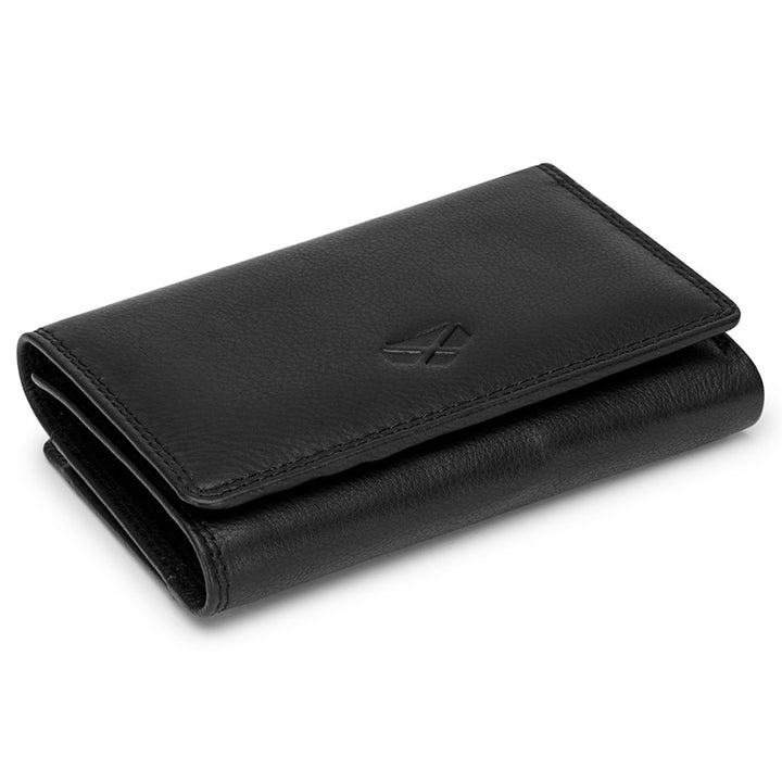 Monarch Black Leather Bi Fold Purse Side