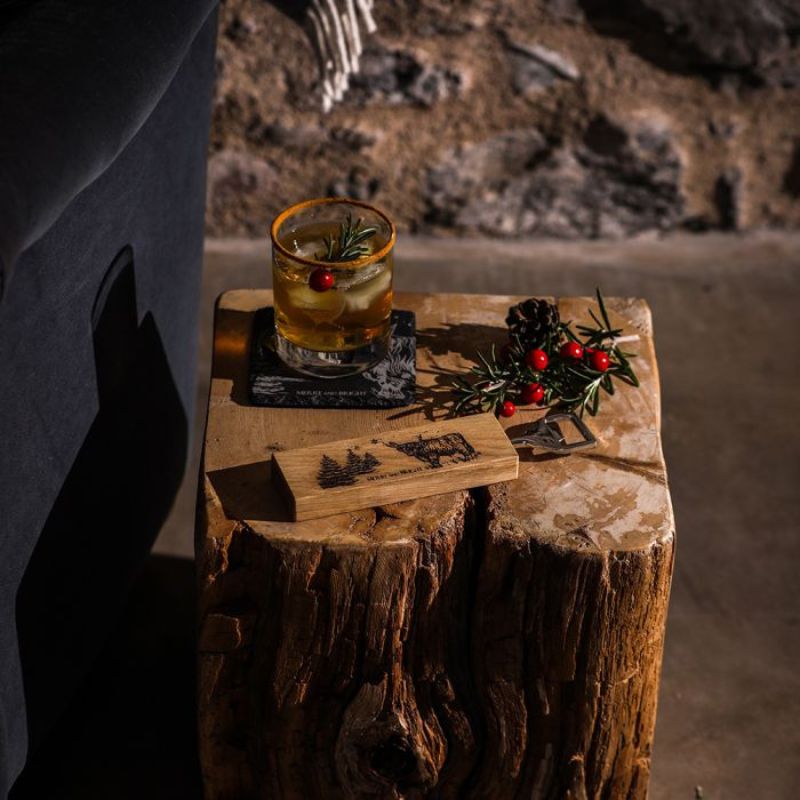 The  Just Slate Company Oak Bottle Opener - Christmas Highland Cow