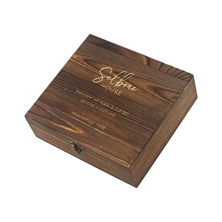 Pheasant Hip Flask & Cup Set by The Just Slate Company Box