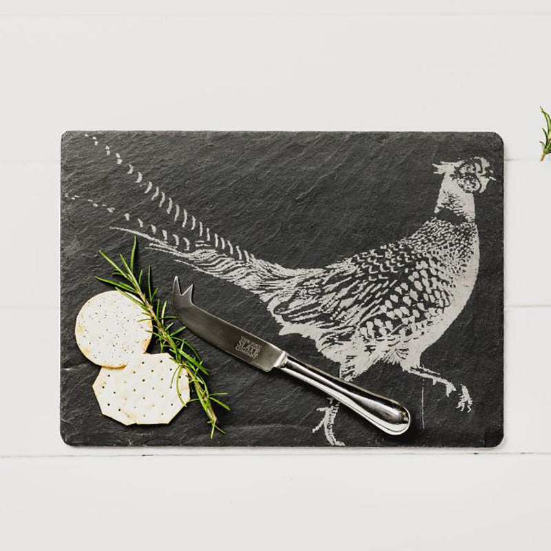 Pheasant Slate Cheese Board & Knife Set by The Just Slate Company Placement
