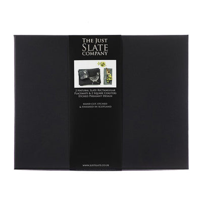 Pheasant Slate Coaster & Place Mat Set Packaging