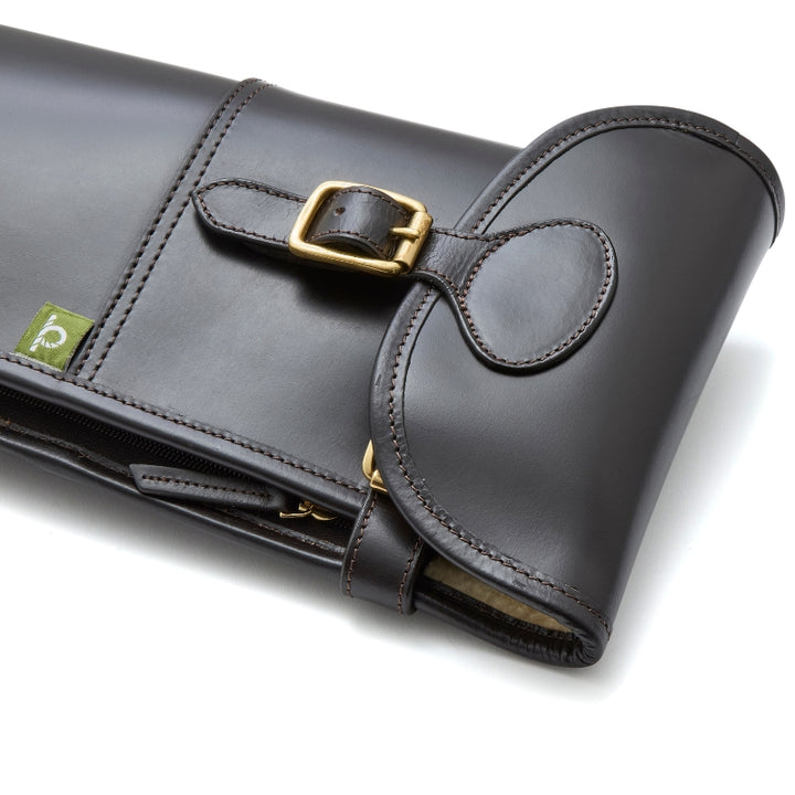 Premium Pull Up Leather Gun Slip in Dark Brown Close