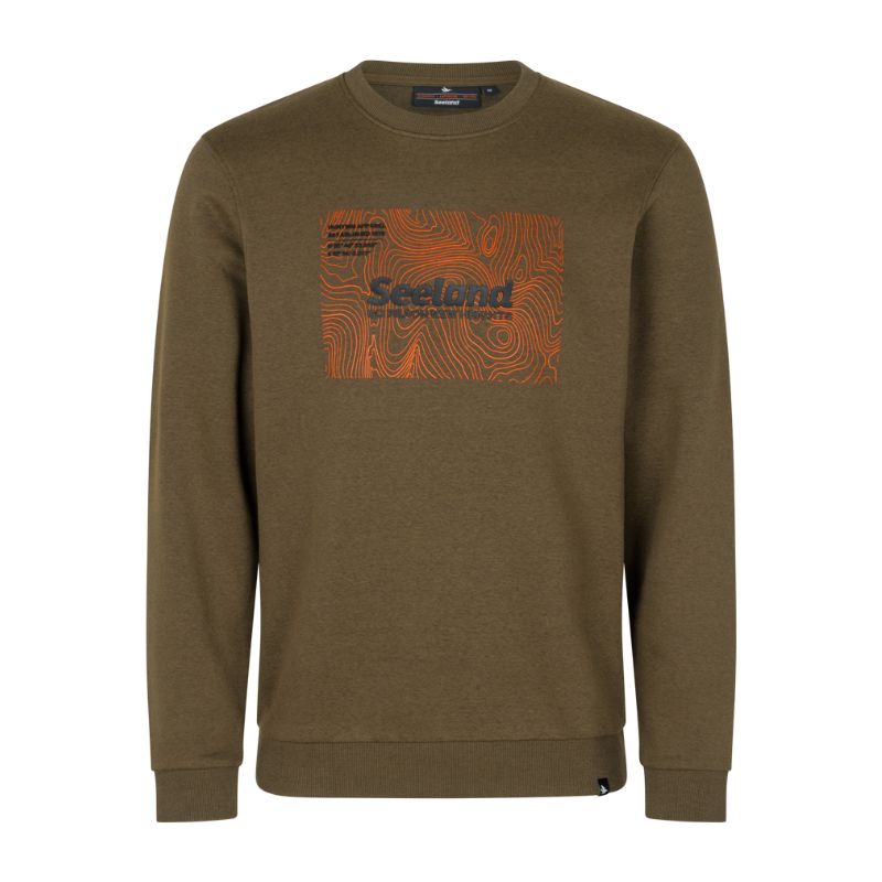 Seeland Pulse Sweatshirt Dark Olive Melange Front