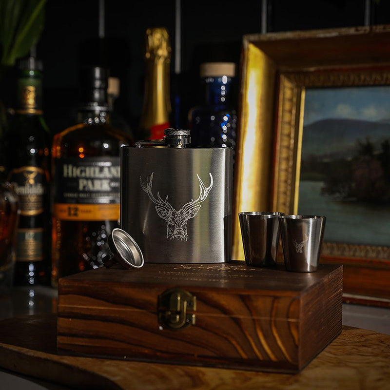 Stag Hip Flask & Cup Set by The Just Slate Company Use