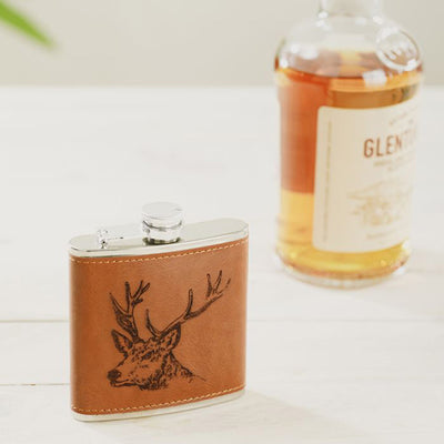 Stag Leather Hip Flask by The Just Slate Company 1