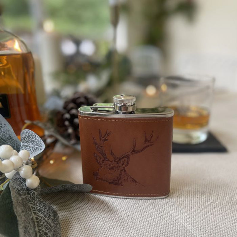 Stag Leather Hip Flask by The Just Slate Company 2