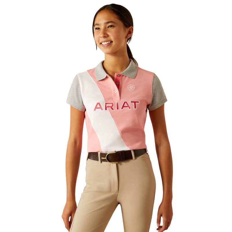 Ariat Youth Taryn Polo Shirt In FLAMINGO PINK|CORAL PARADISE