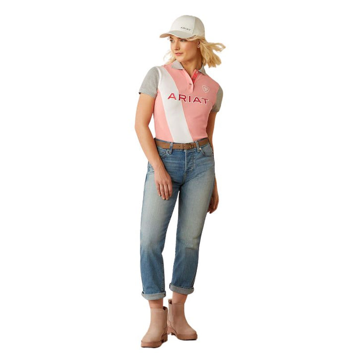Ariat Taryn Polo Shirt In Flamingo - Full