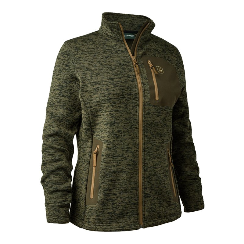 Lady Sarek Knitted Jacket In Olive Night Melange - Cheshire Game Deerhunter