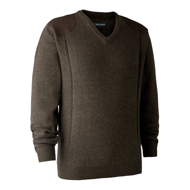 Sheffield Knit V-Neck Jumper In Dark Elm - Cheshire Game Deerhunter