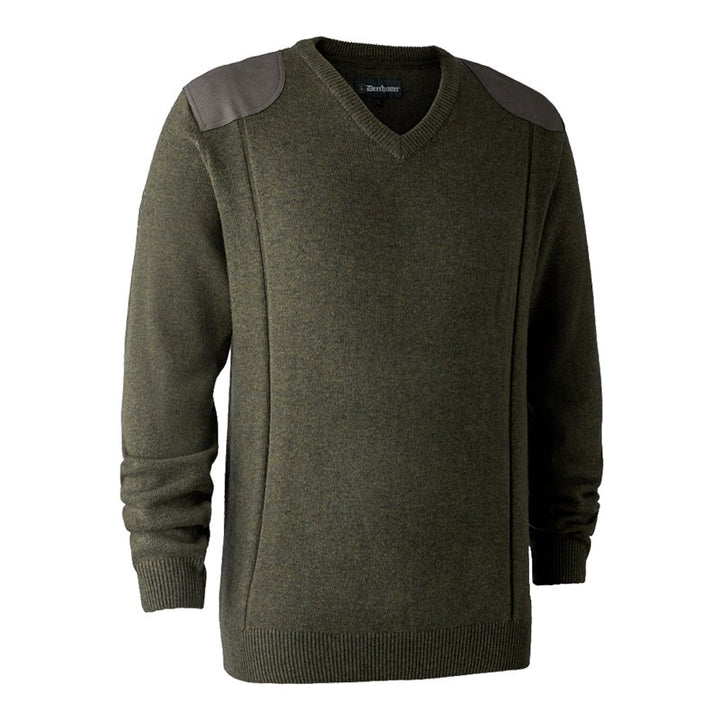 Sheffield Knit V-Neck Jumper In Green Melange - Cheshire Game Deerhunter