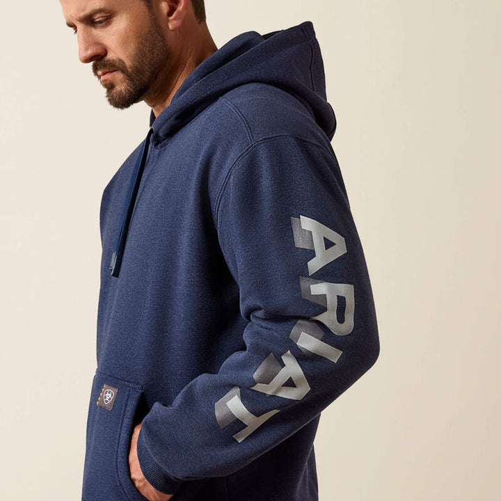 Ariat Men's Rebar Lightweight Logo Hoodie In Navy
