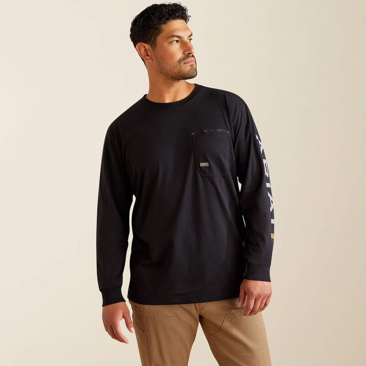 Ariat Mens Rebar Workman Logo T-Shirt In Black/Alloy