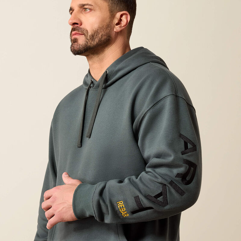 Ariat Men's Rebar Workman Graphic Hoodie In Steel Green/Black