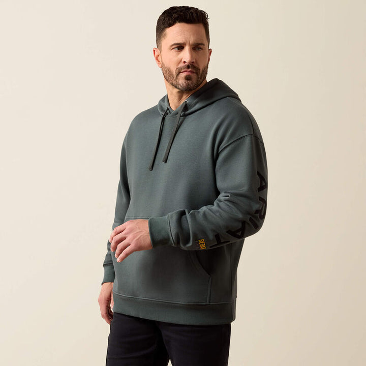 Ariat Men's Rebar Workman Graphic Hoodie In Steel Green/Black