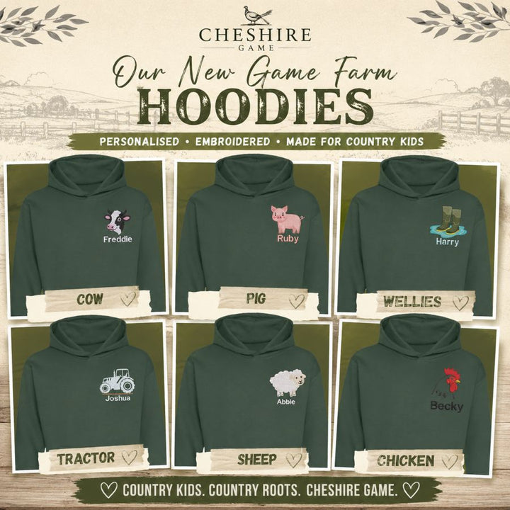 The CG Personalised Kids Farm Range Hoodies