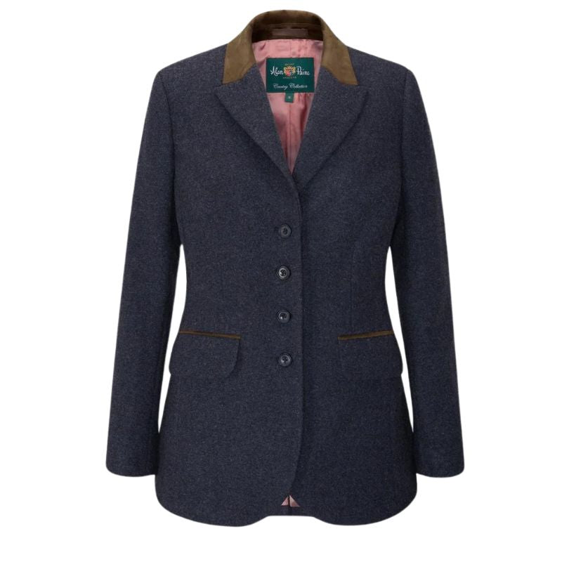 Alan Paine Ladies Tweed Blazer In Blue