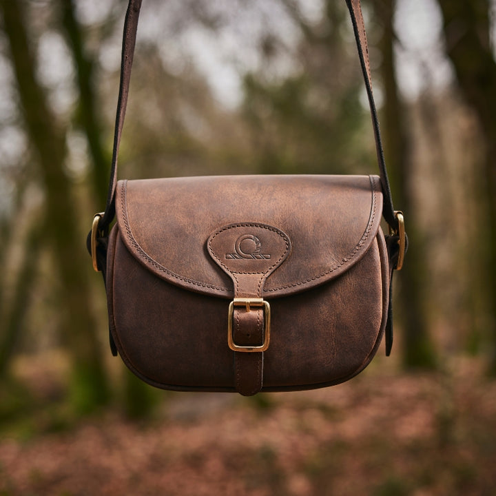Antique Oiled Leather Cartridge Bag Lifestyle