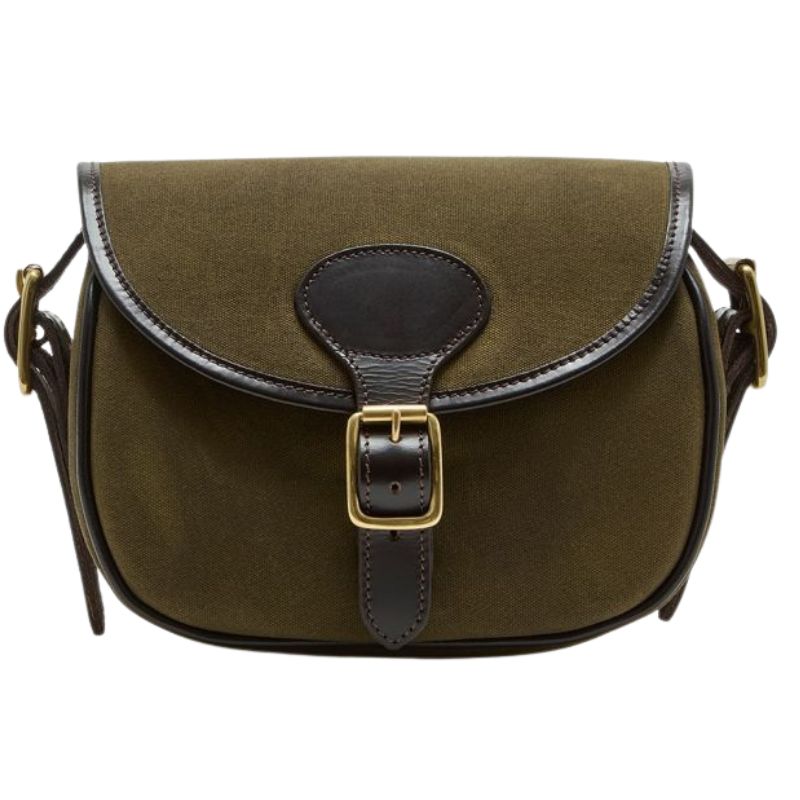 Chatham Antique Waxed Canvas Cartridge Bag In Green/Dark Brown