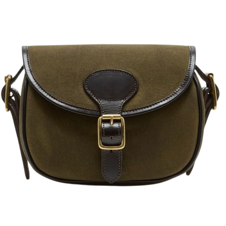 Chatham Antique Waxed Canvas Cartridge Bag In Green/Dark Brown