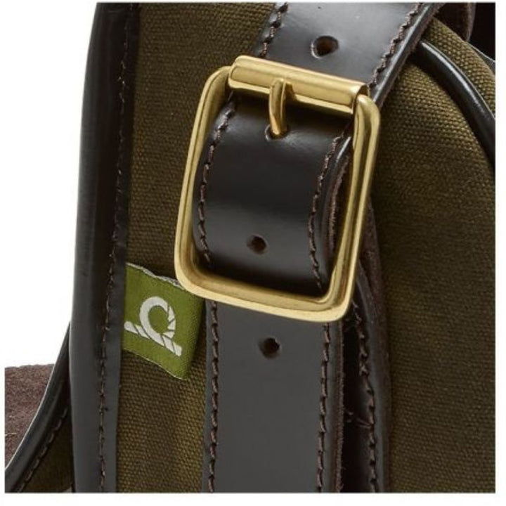 Chatham Antique Waxed Canvas Cartridge Bag In Green/Dark Brown - Buckle