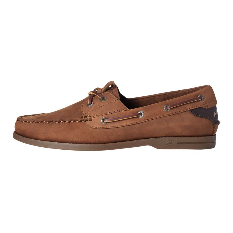 Ariat Men's Antigua Boat Shoe in Bridle Brown Side