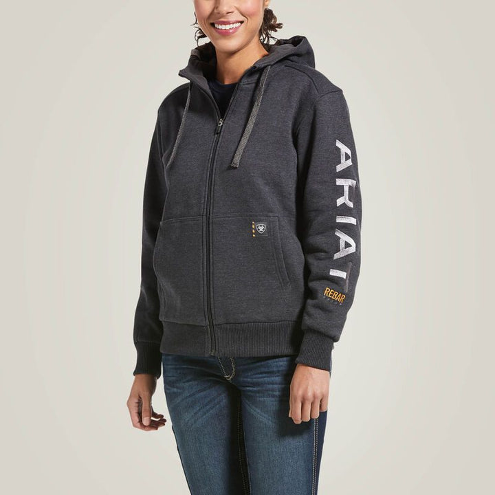 Ariat Women's Rebar All-Weather Full Zip Hoodie In Charcoal Heather
