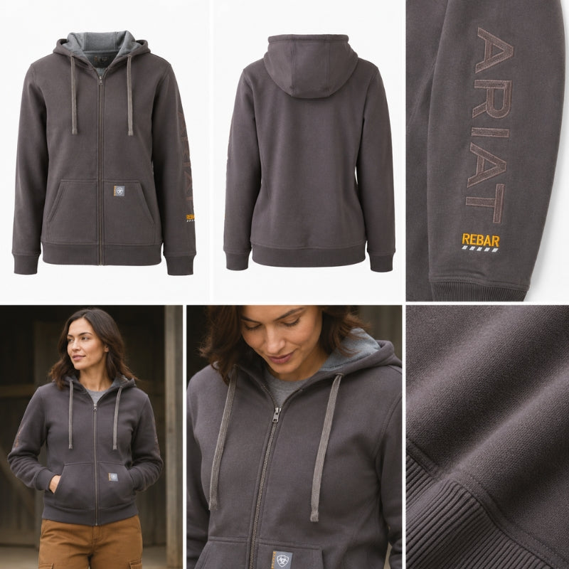 Ariat Women's Rebar All Weather Full Zip Hoodie In Espresso